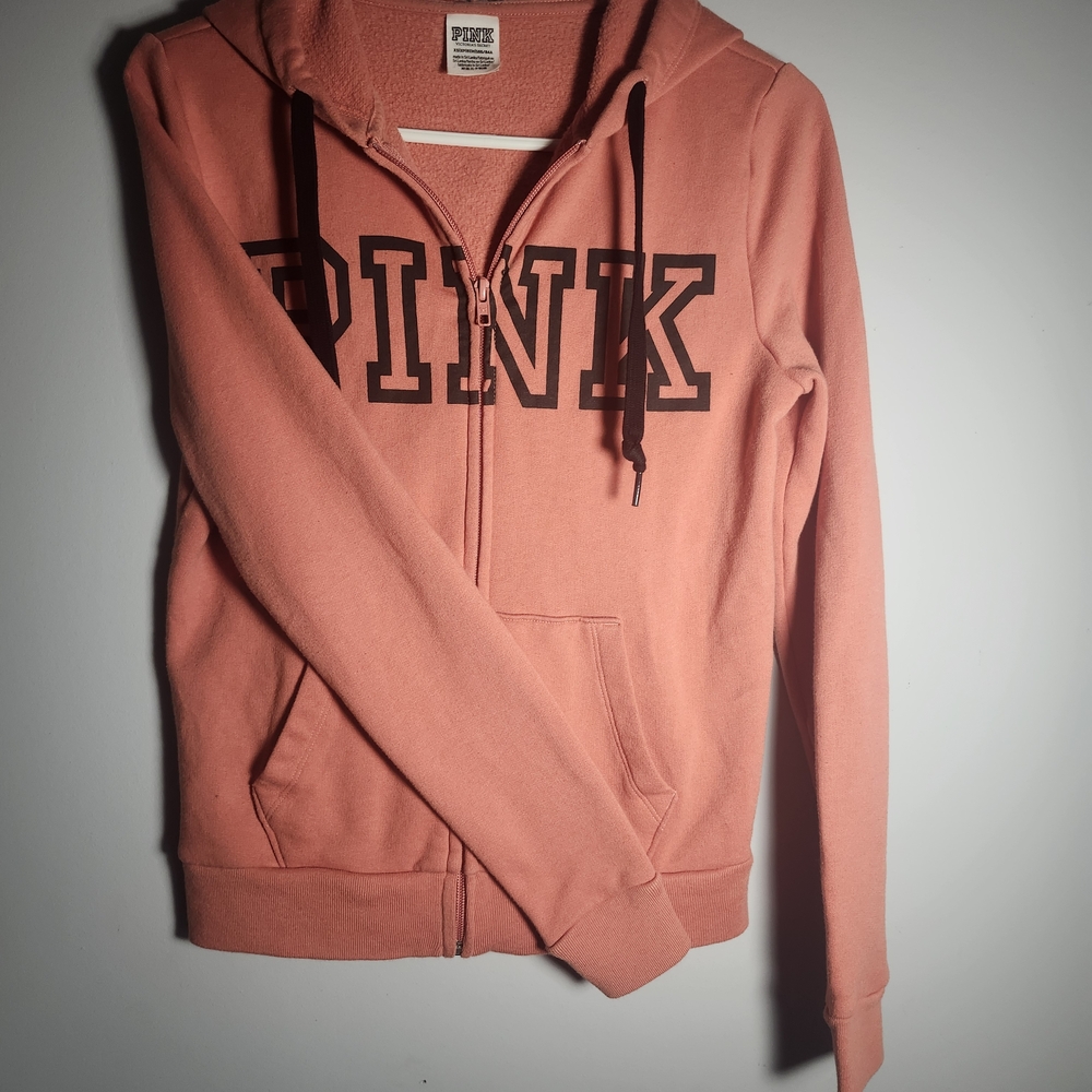 PINK Victoria's Secret Coral Zip-up Hoodie XS